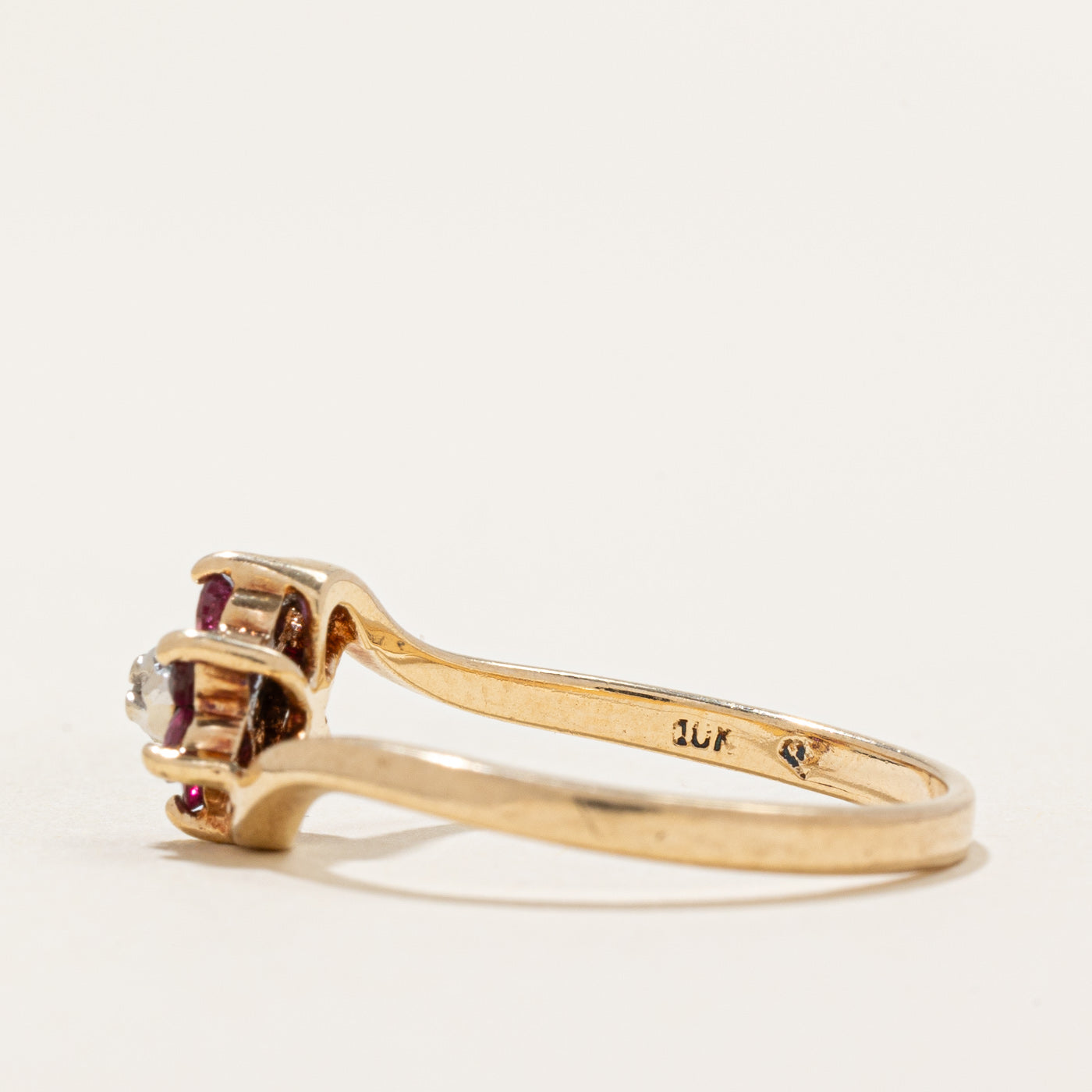 Ruby & Diamond Petal Bypass Ring | 0.20ctw, 0.002ct | SZ 6.5
