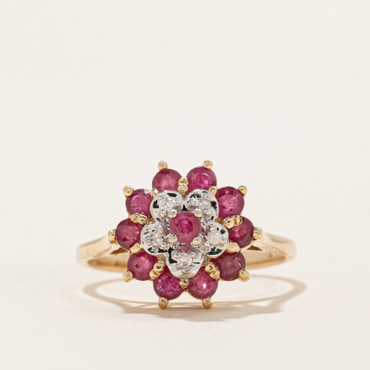Ruby & Diamond Petal Ring | 0.37ctw, 0.03ctw | SZ 6.75