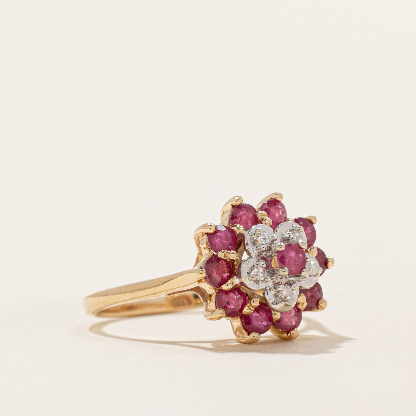 Ruby & Diamond Petal Ring | 0.37ctw, 0.03ctw | SZ 6.75