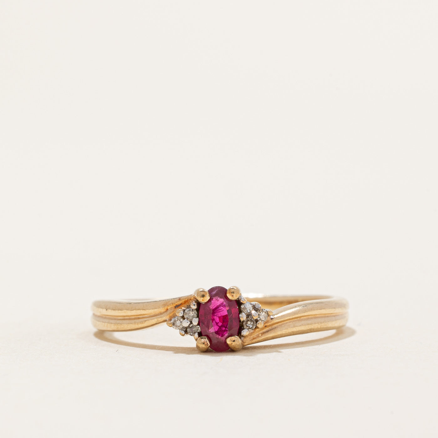Ruby & Diamond Bypass Ring | 0.20ct, 0.02ctw | SZ 7.75