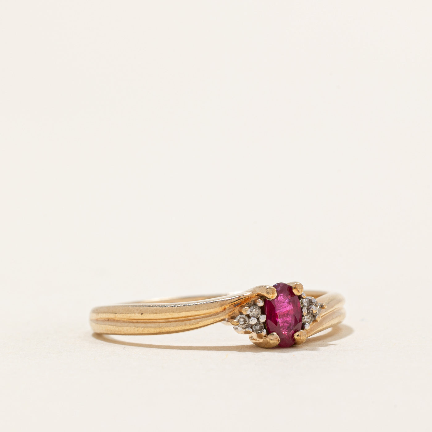 Ruby & Diamond Bypass Ring | 0.20ct, 0.02ctw | SZ 7.75