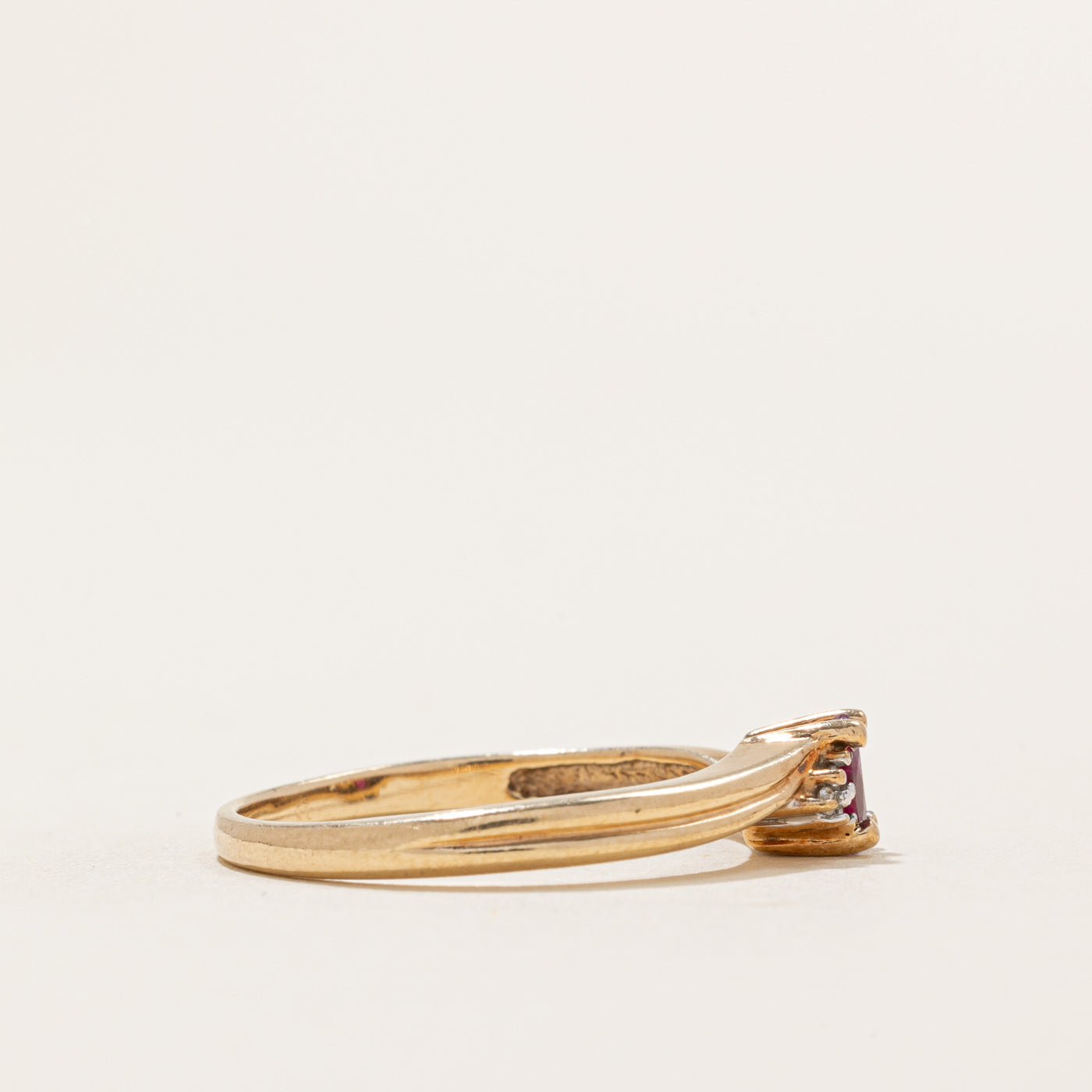 Ruby & Diamond Bypass Ring | 0.20ct, 0.02ctw | SZ 7.75