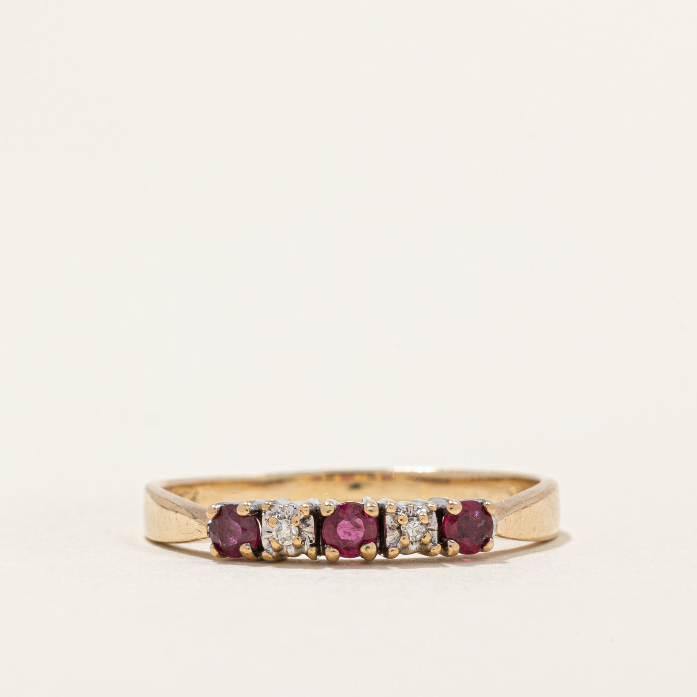 Five Stone Ruby & Diamond Ring | 0.21ctw, 0.01ctw | SZ 8.5
