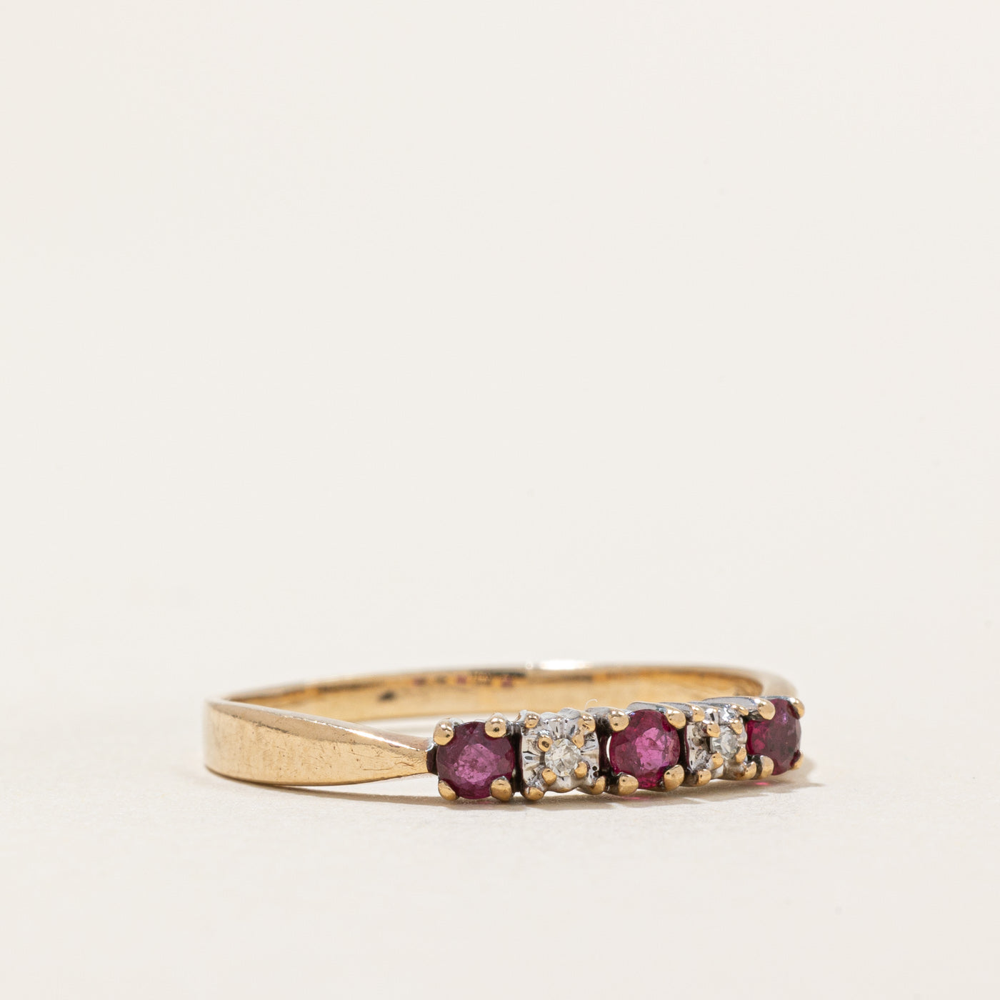 Five Stone Ruby & Diamond Ring | 0.21ctw, 0.01ctw | SZ 8.5
