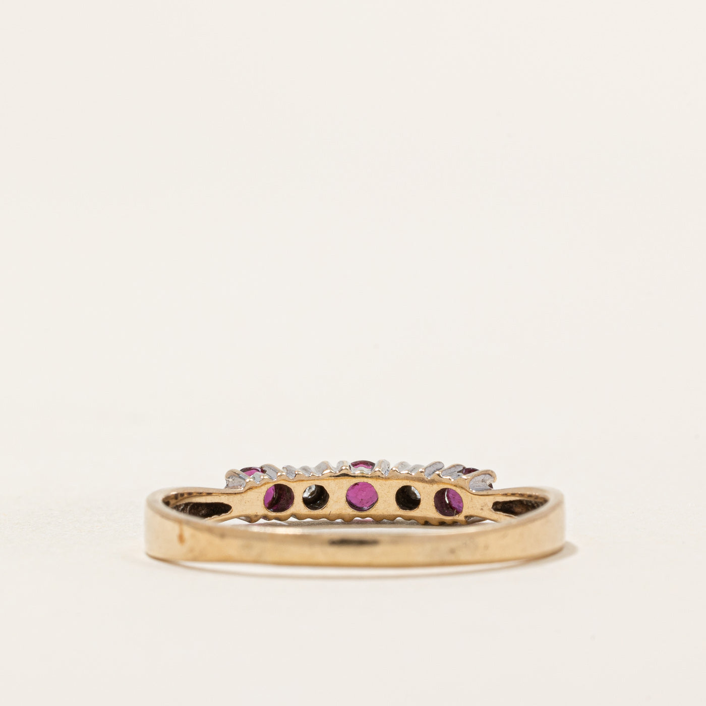 Five Stone Ruby & Diamond Ring | 0.21ctw, 0.01ctw | SZ 8.5