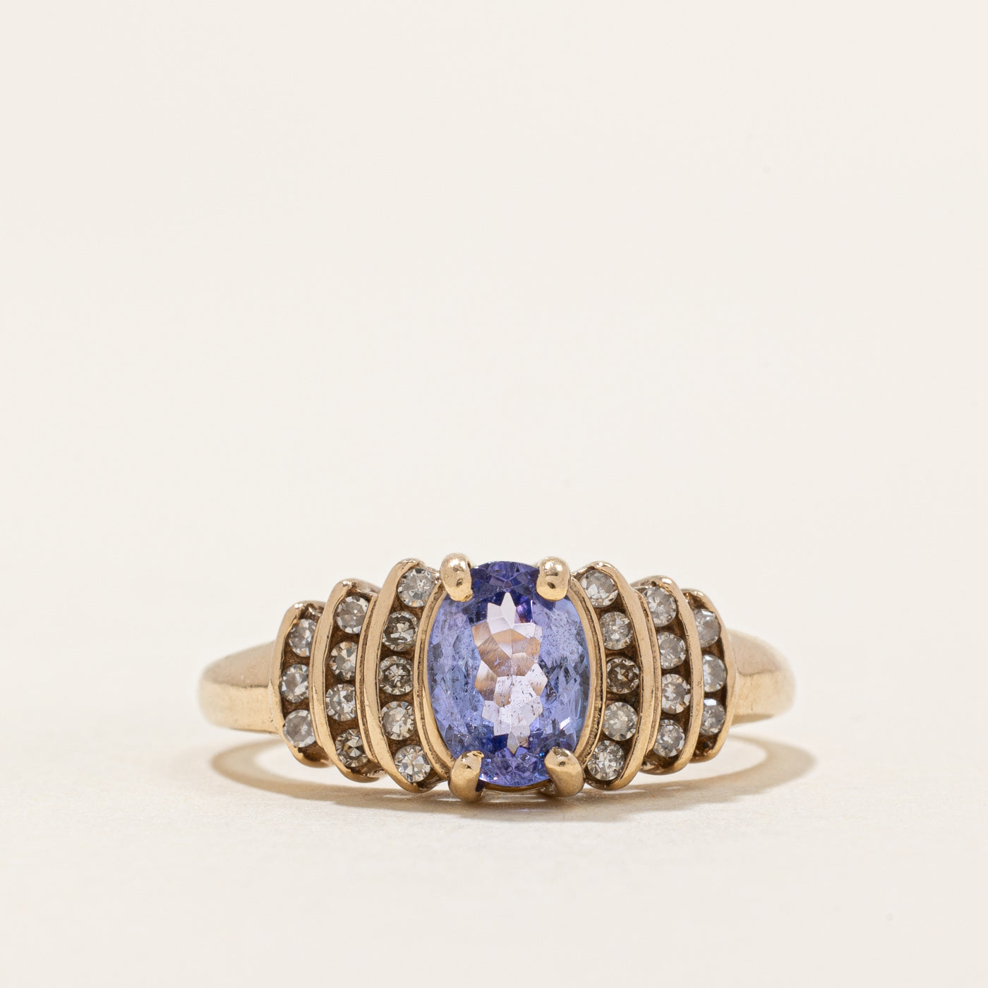 Oval Cut Tanzanite & Diamond Ring | 0.70ct, 0.12ctw | SZ 6