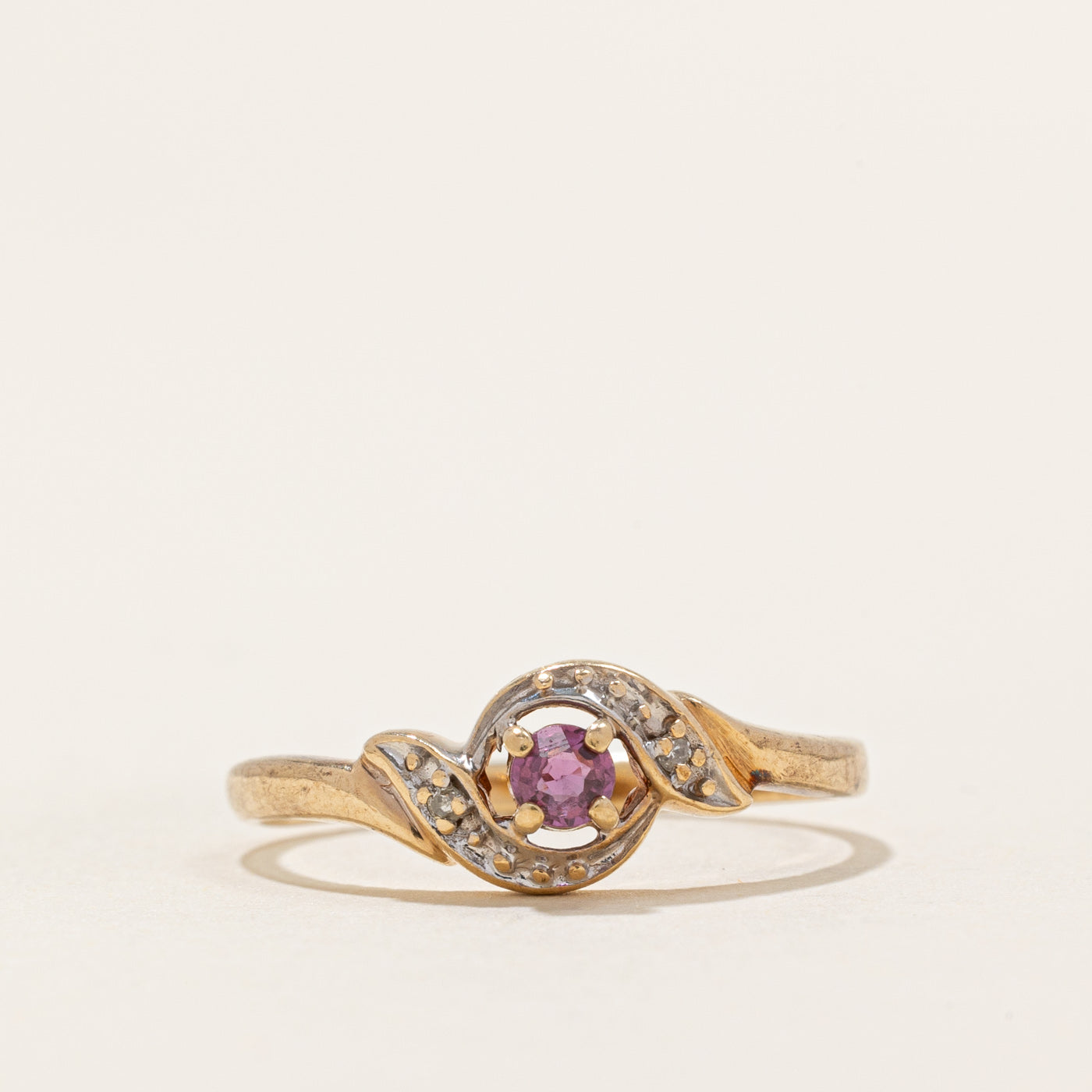 Ruby & Diamond Bypass Ring | 0.08ct, 0.01ctw | SZ 6