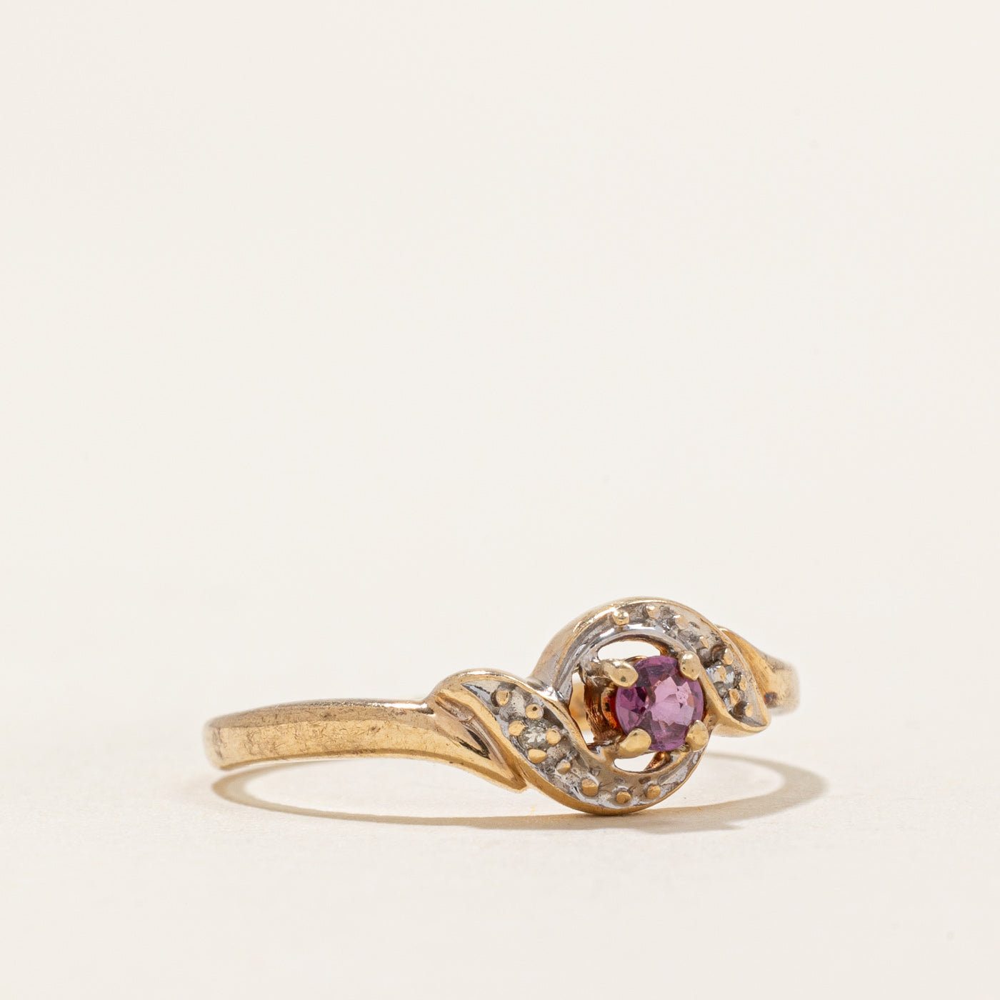 Ruby & Diamond Bypass Ring | 0.08ct, 0.01ctw | SZ 6