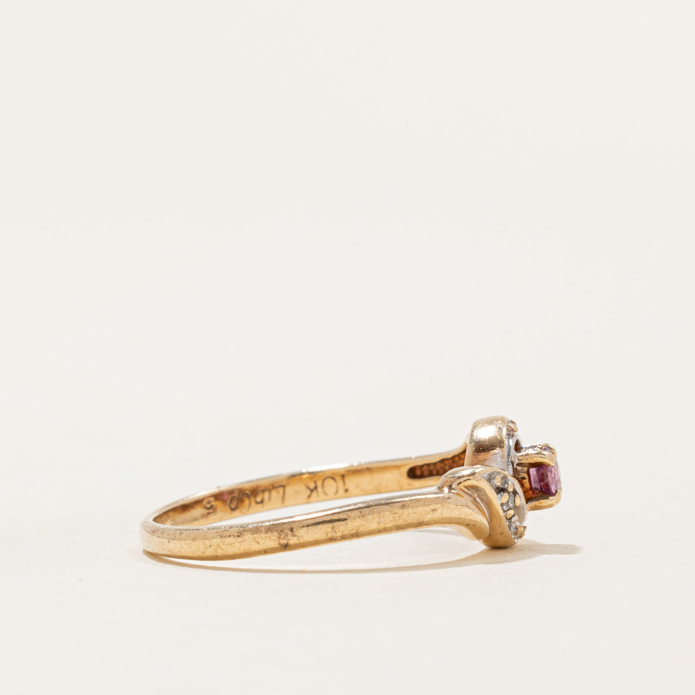 Ruby & Diamond Bypass Ring | 0.08ct, 0.01ctw | SZ 6