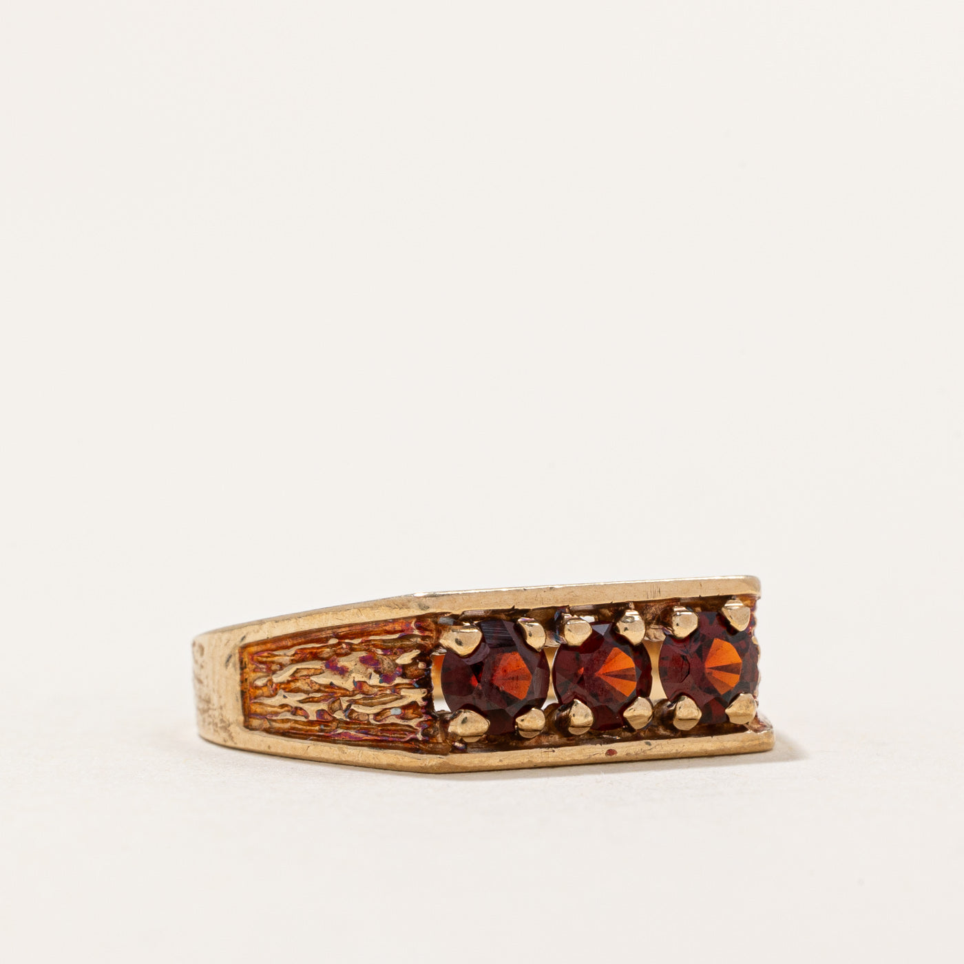 Bague trois pierres en grenat | 0,75 ct | Taille 6