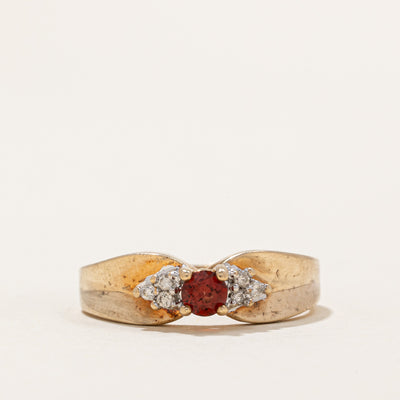Garnet & Diamond Reverse Tapered Ring | 0.25ct, 0.05ctw | SZ 6.75