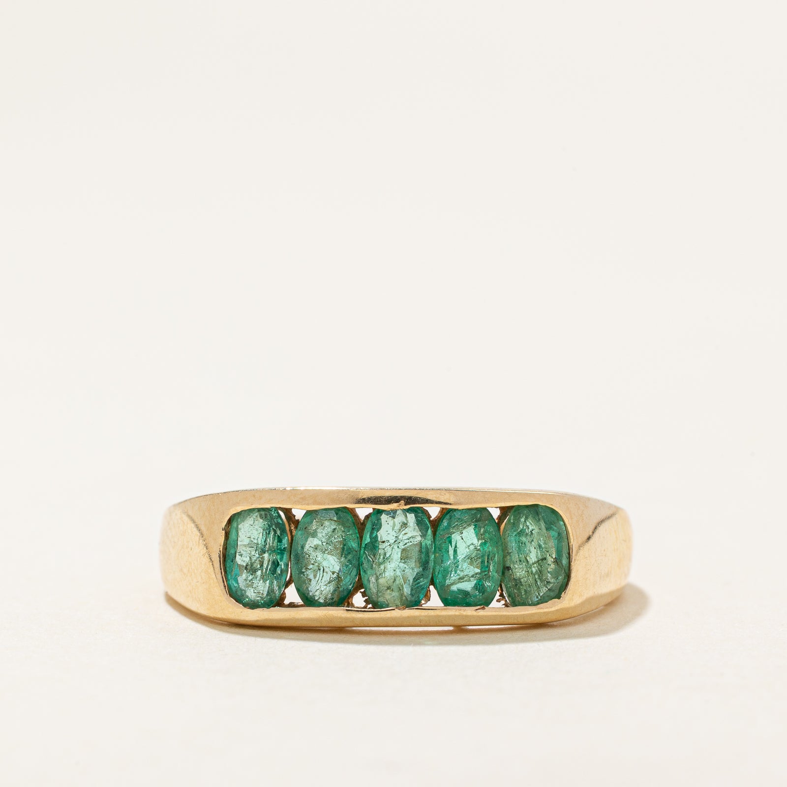 Five Stone Channel Set Emerald Ring | 0.75ctw | SZ 7.25