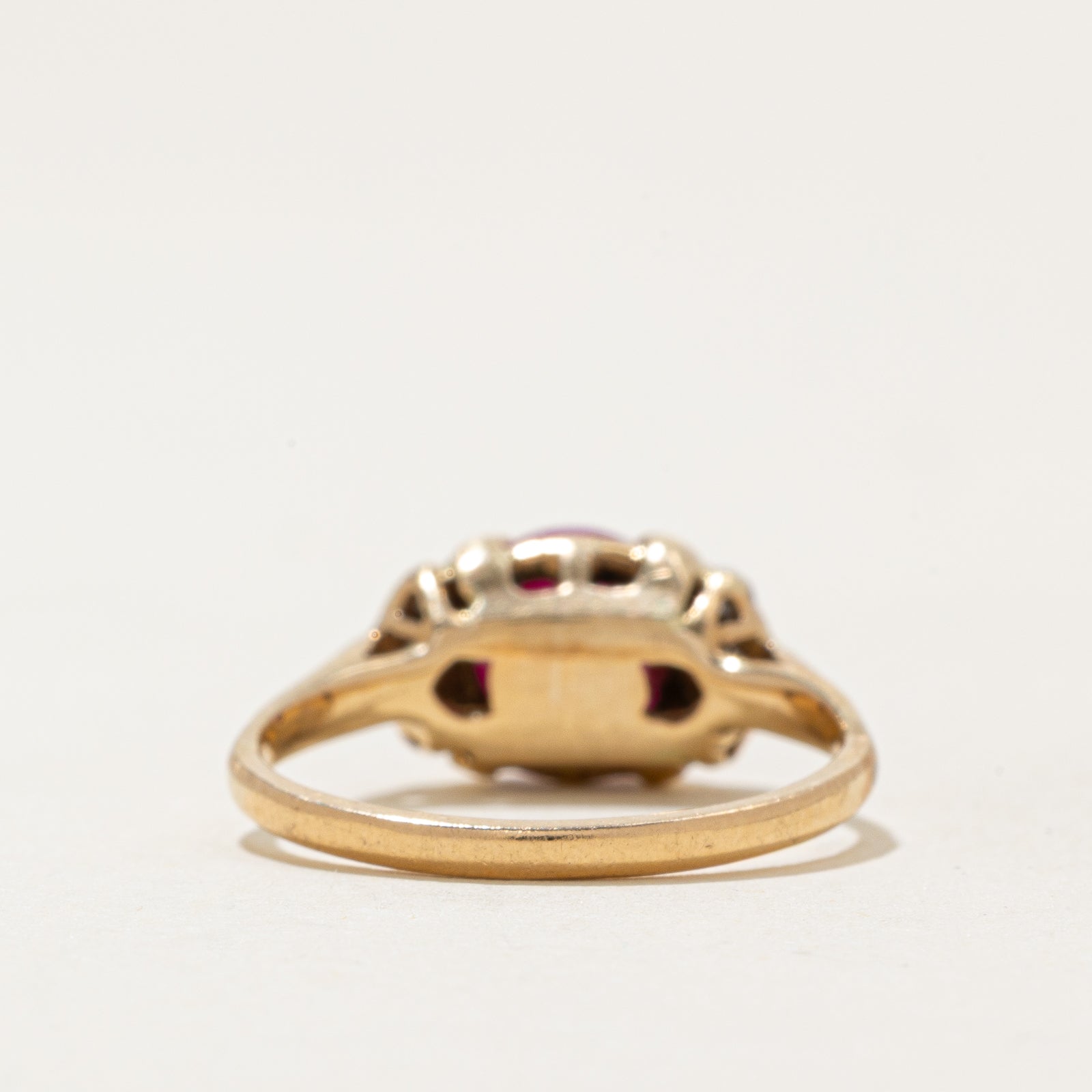 Synthetic Star Ruby & Diamond Ring | 1.80ct, 0.10ctw | SZ 5.5