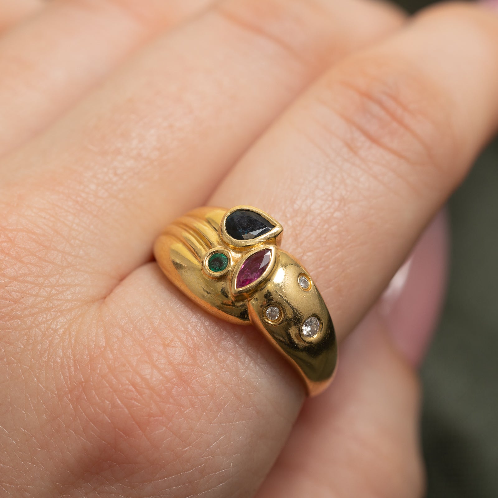 Multi Gemstone & Diamond Abstract Ring | 0.50ctw, 0.06ctw | SZ 10.25