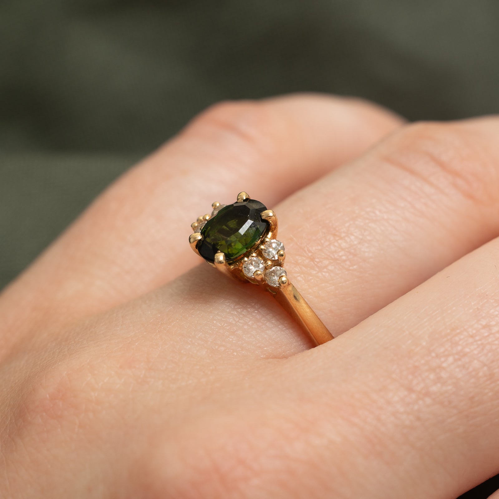 Green Tourmaline & Diamond Ring | 1.16ct, 0.18ctw | SZ 8.5