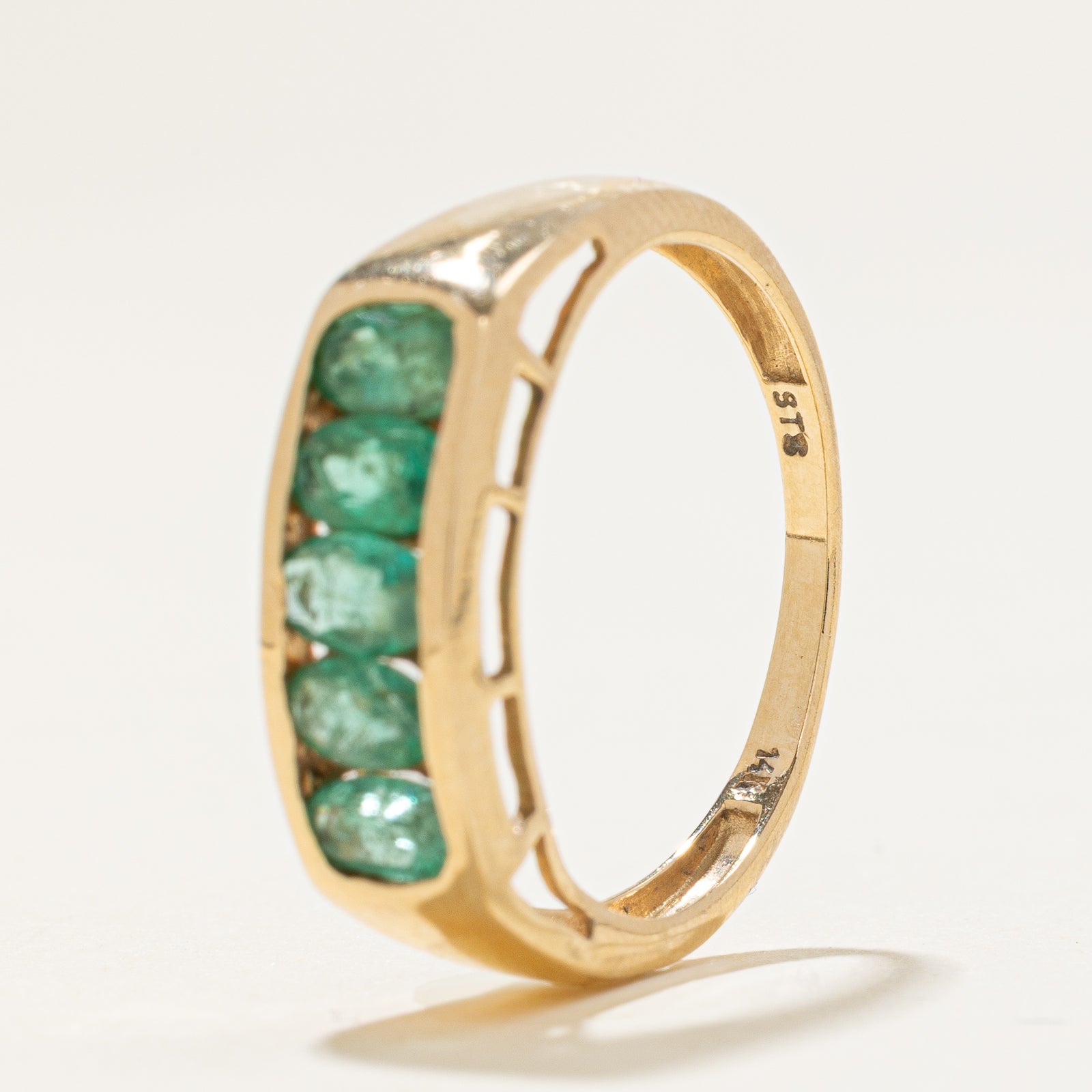 Five Stone Channel Set Emerald Ring | 0.75ctw | SZ 7.25