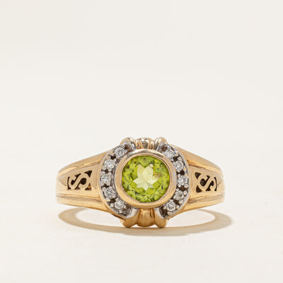 Peridot & Diamond Semi Halo Ring | 0.10ctw | 1.00ct | SZ 8.25