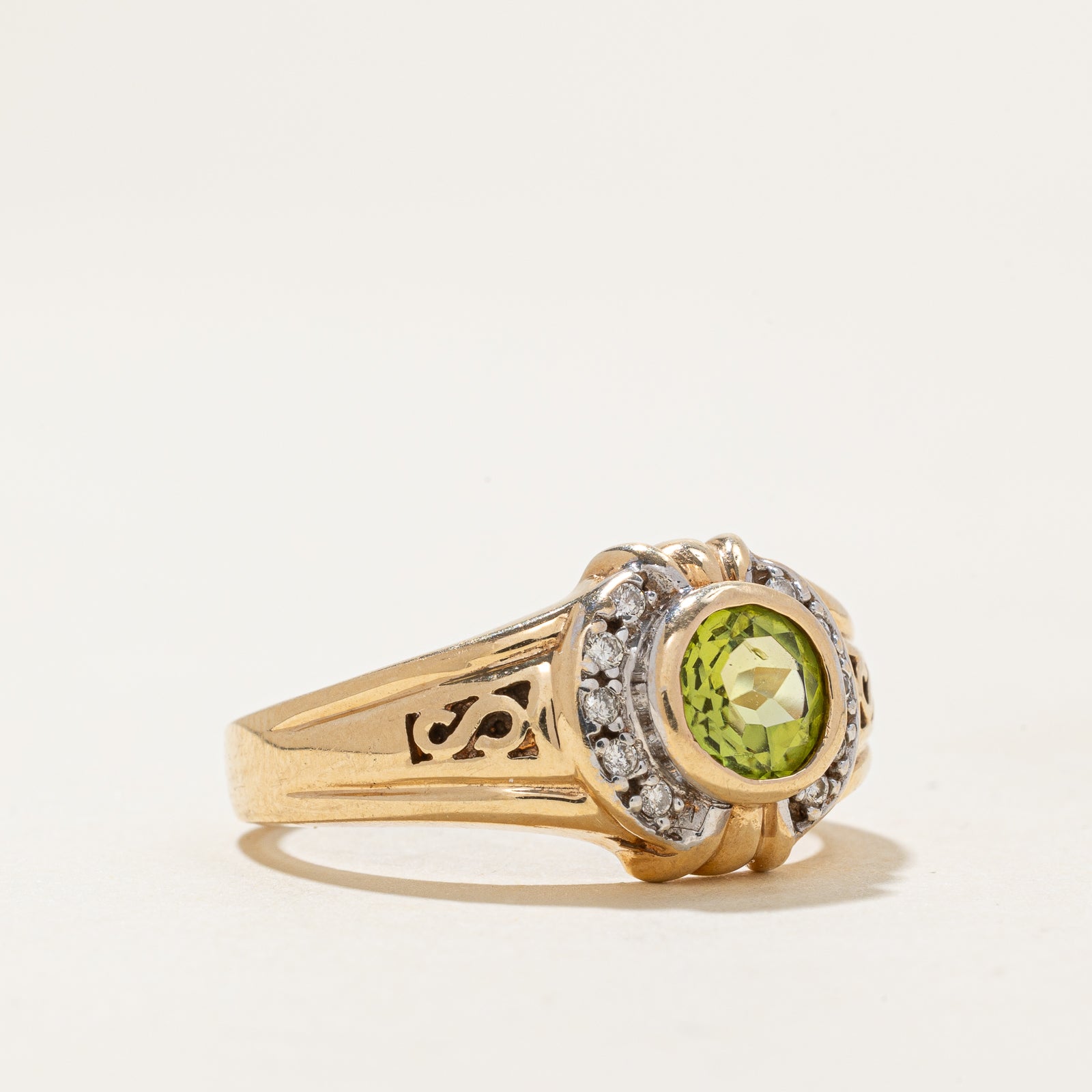Peridot & Diamond Semi Halo Ring | 0.10ctw | 1.00ct | SZ 8.25