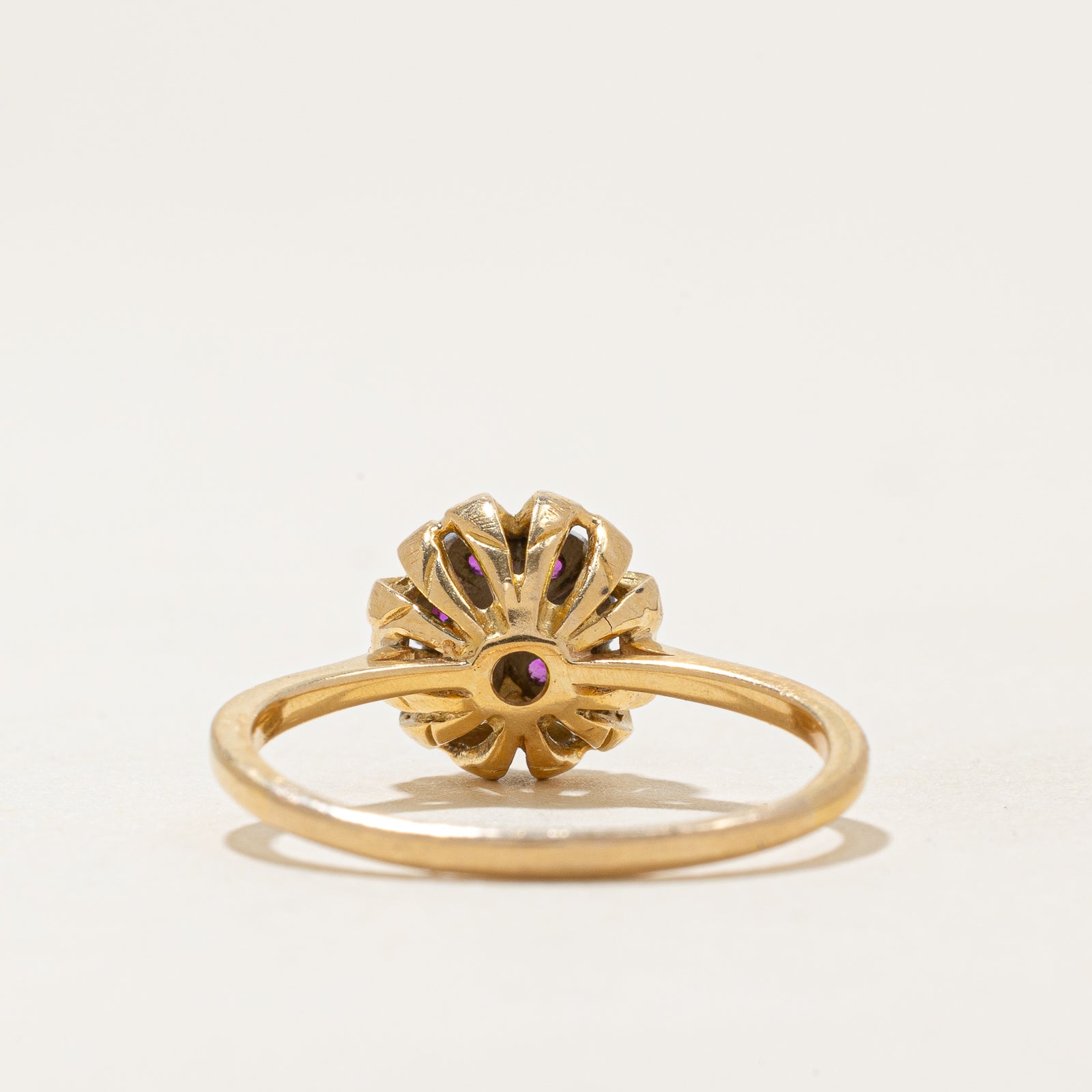 'Birks' Ruby & Diamond Cluster Ring | 0.26ctw, 0.03ct | SZ 8