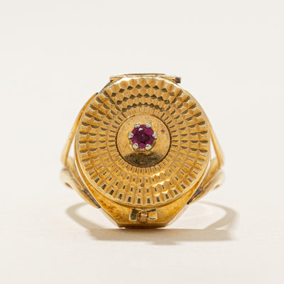 Vintage Watch Case Ruby Ring | 0.06ct | SZ 7