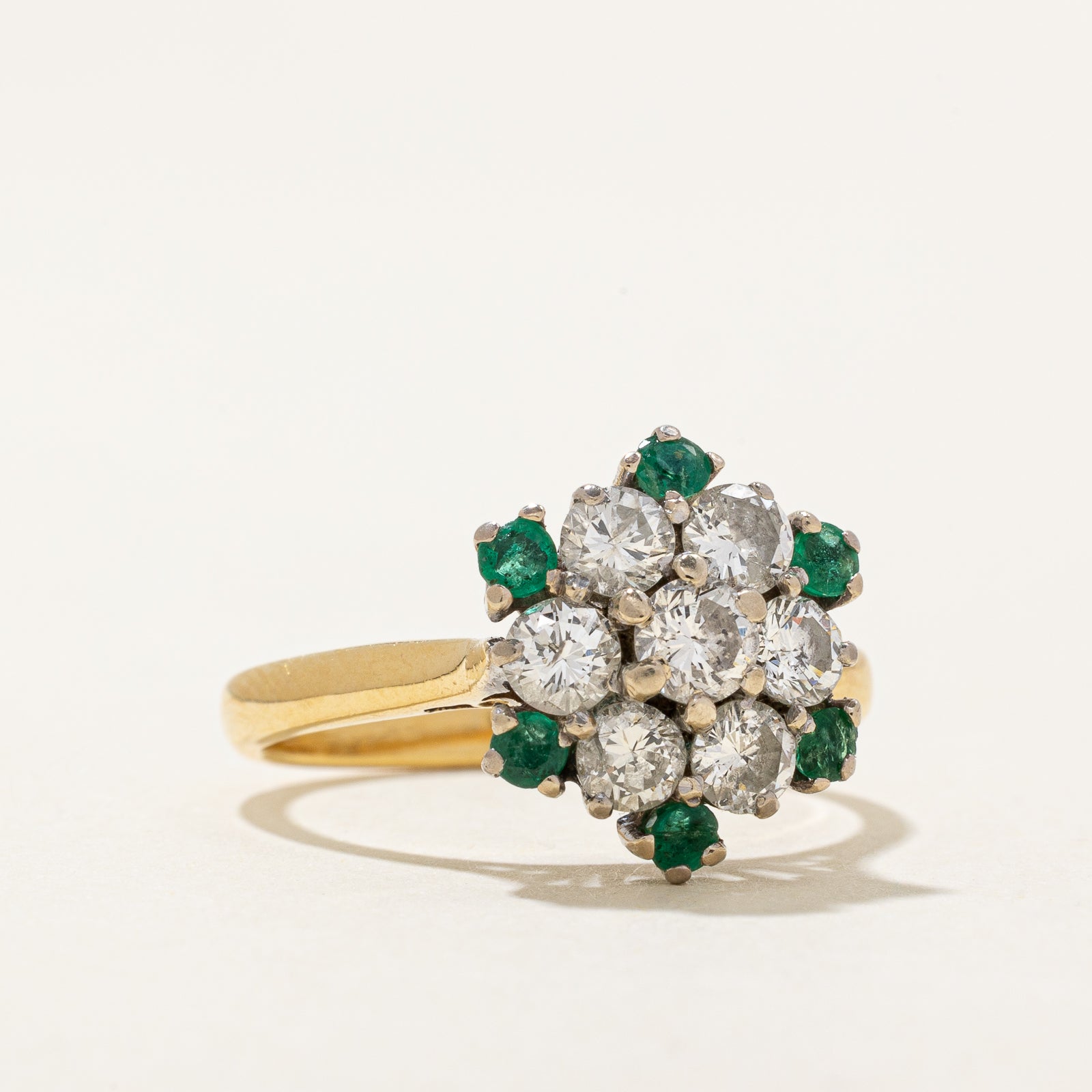 Emerald & Diamond Cluster Ring | 0.24ctw, 1.05ctw | SZ 7.25