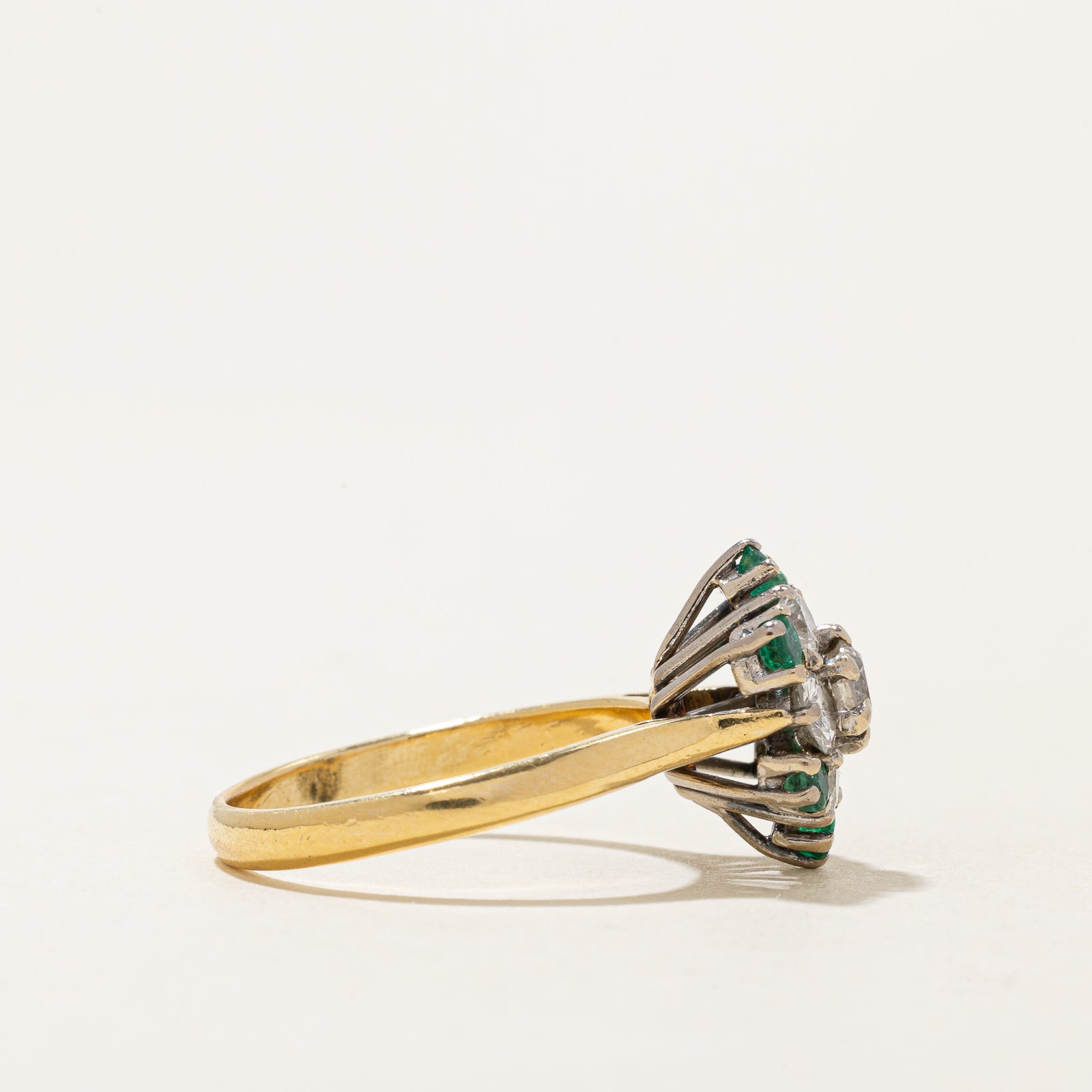 Emerald & Diamond Cluster Ring | 0.24ctw, 1.05ctw | SZ 7.25
