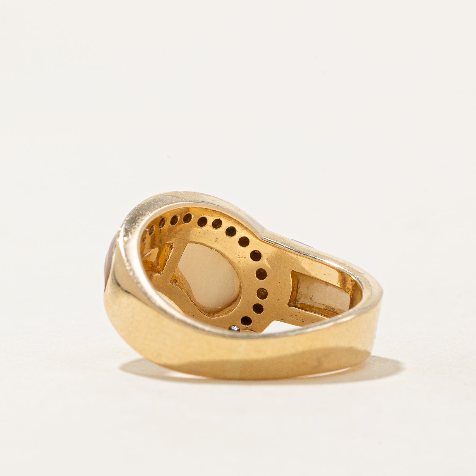 Mother of Pearl & Diamond Buckle Ring | 4.00ctw, 0.12ctw | SZ 5.75
