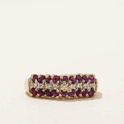 Multi Row Ruby & Diamond Ring | 0.55ctw, 0.05ctw | SZ 4.5