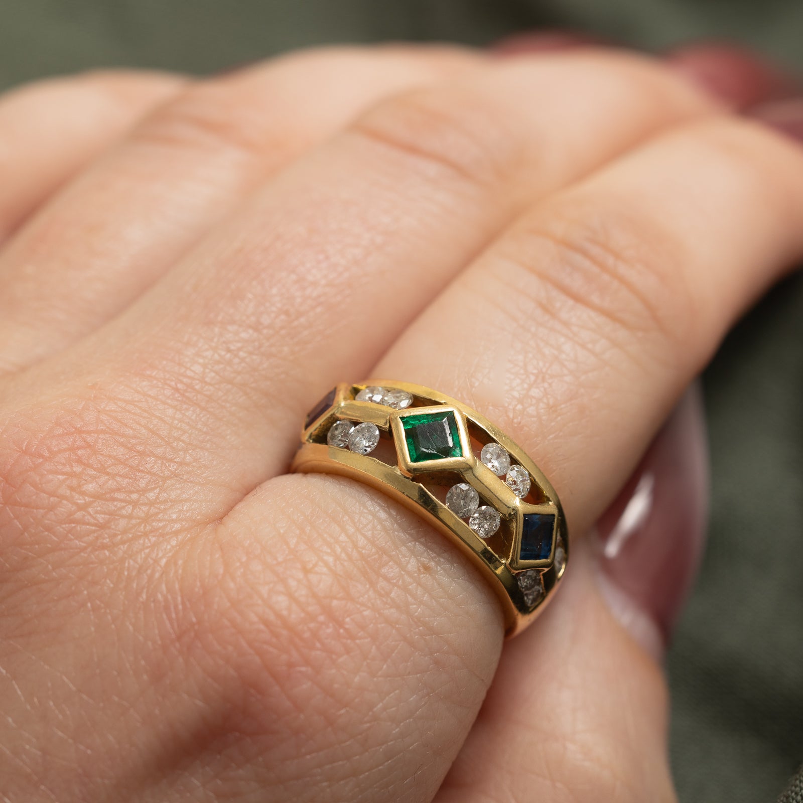 Multi Gemstone & Diamond Ring | 0.75ctw, 0.80ctw | SZ 8