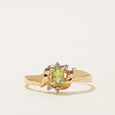 Peridot & Diamond Bypass Ring | 0.20ct, 0.03ctw | SZ 6.75