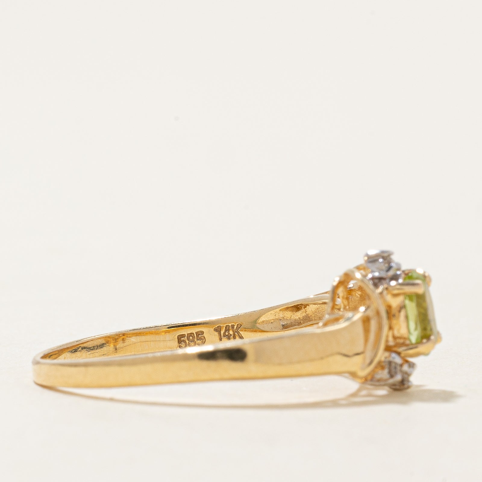 Peridot & Diamond Bypass Ring | 0.20ct, 0.03ctw | SZ 6.75