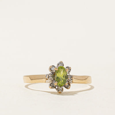 Peridot & Diamond Petal Ring | 0.22ct, 0.06ctw | SZ 6.75