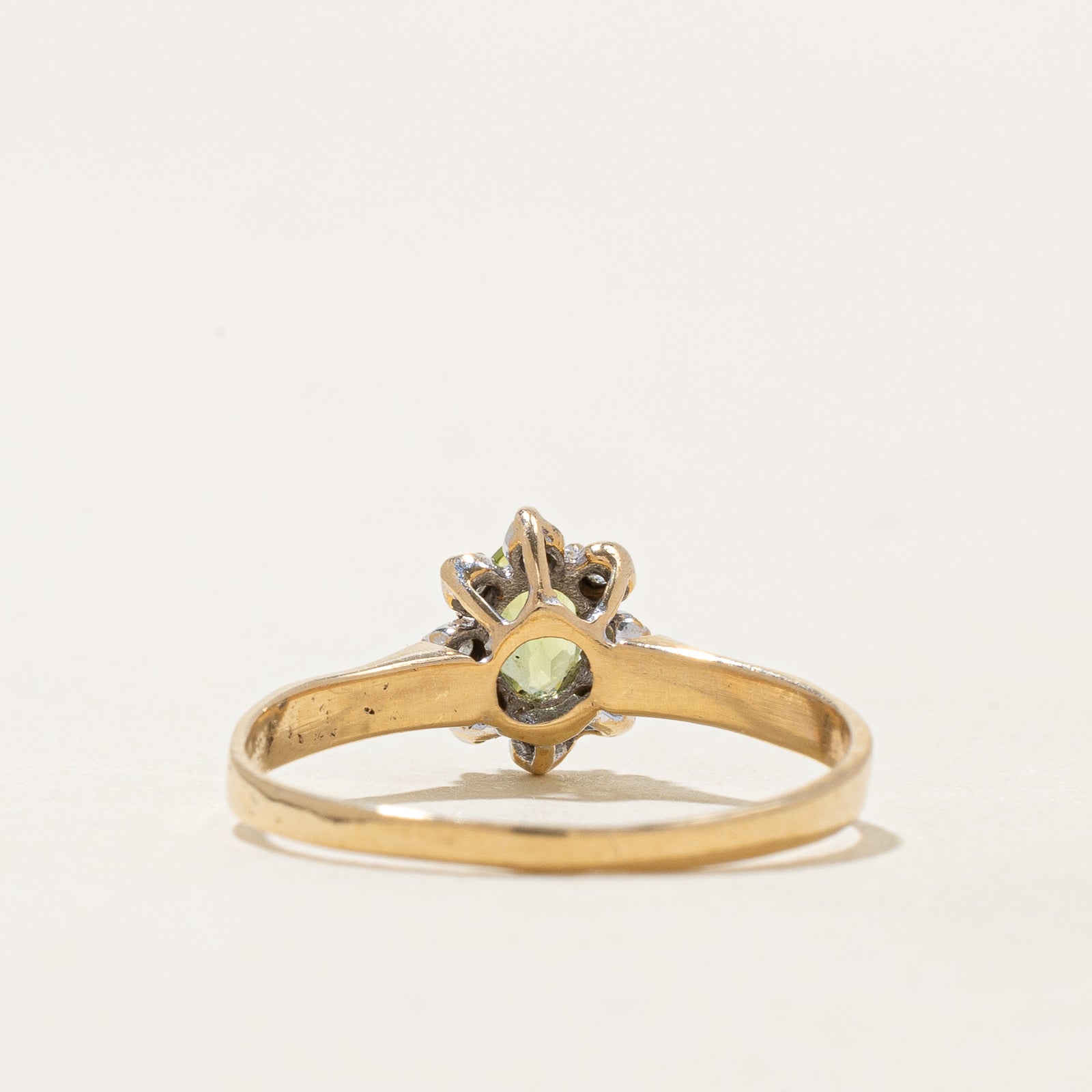Peridot & Diamond Petal Ring | 0.22ct, 0.06ctw | SZ 6.75