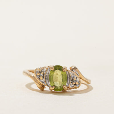 Peridot & Diamond Bypass Ring | 0.44ct, 0.01ct | SZ 3