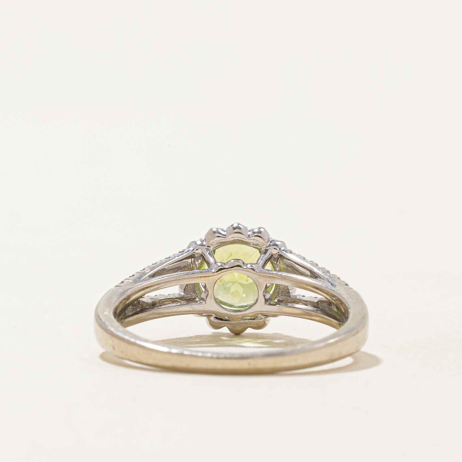 Peridot & Diamond Halo Ring | 0.90ct, 0.34ctw | SZ 5.75