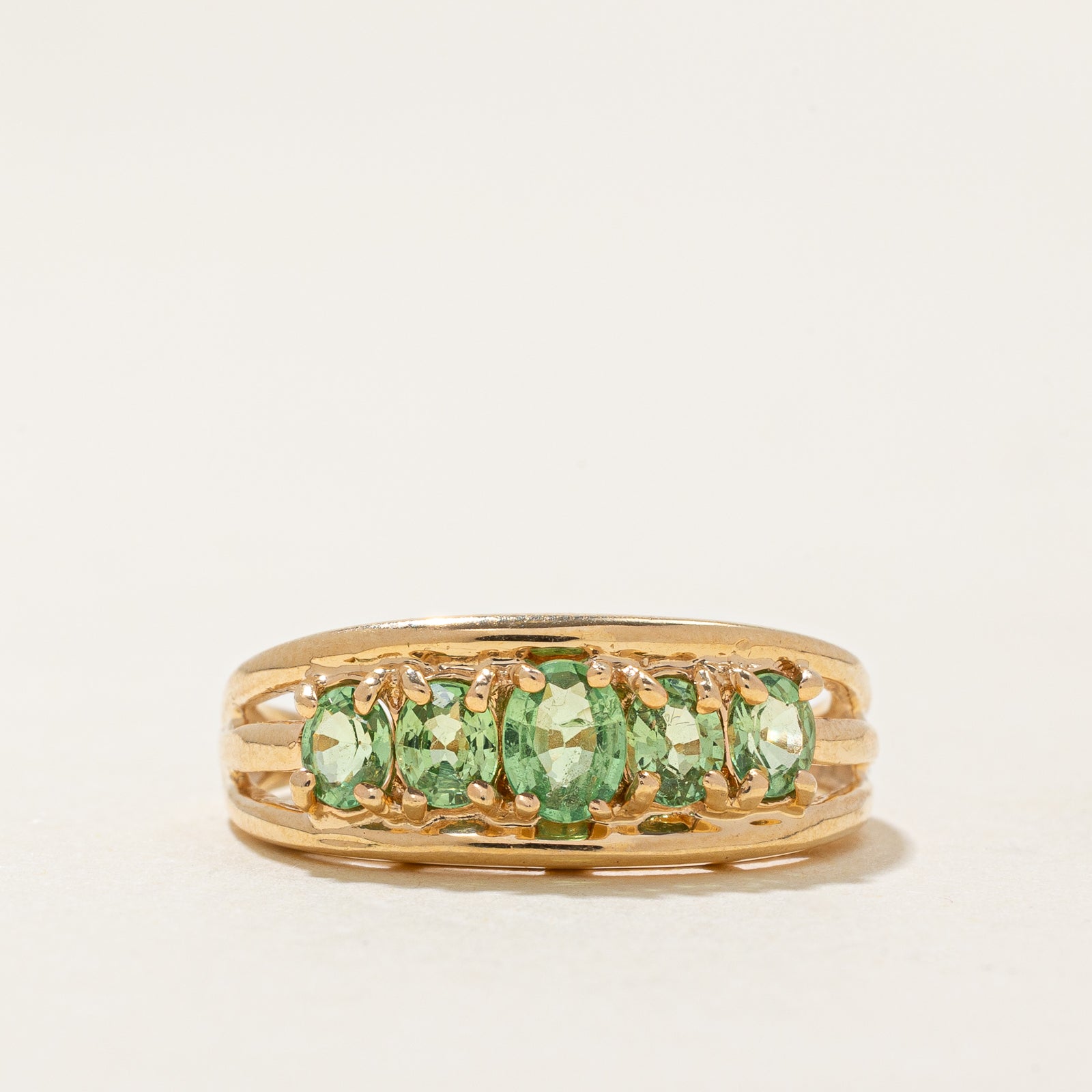 Five Stone Tsavorite Garnet Ring | 0.85ctw | SZ 7