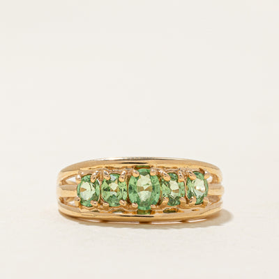 Five Stone Tsavorite Garnet Ring | 0.85ctw | SZ 7
