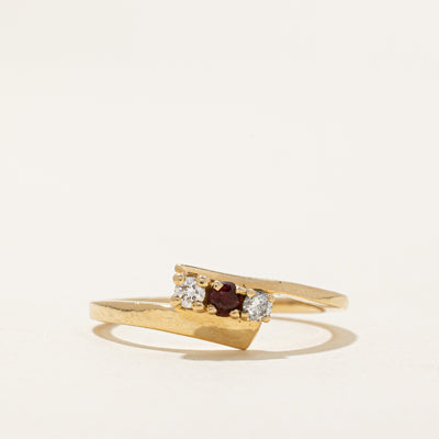 Garnet & Diamond Bypass Ring | 0.10ct, 0.10ctw | SZ 8