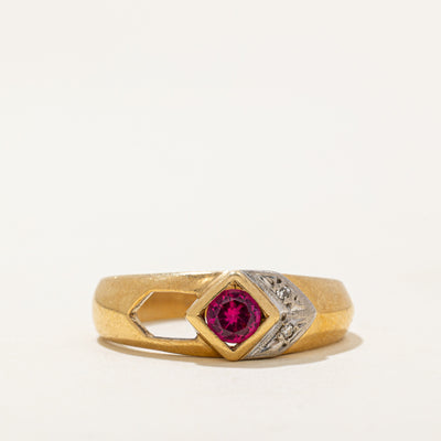Synthetic Ruby & Diamond Ring | 0.35ct, 0.01ctw | SZ 9.5
