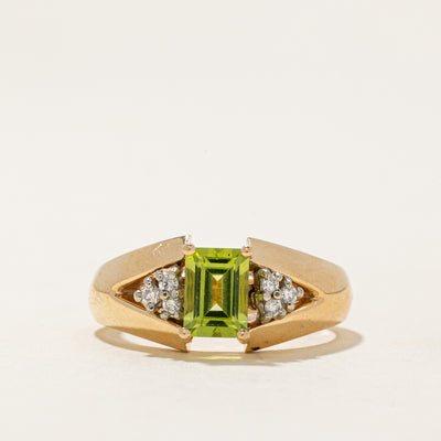 Peridot & Diamond Tapered Ring | 0.95ct, 0.06ctw | SZ 8.25