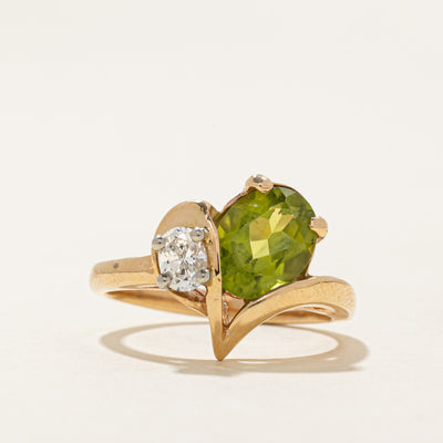 Peridot & Diamond Chevron Ring | 1.76ct, 0.27ct | SZ 6.75