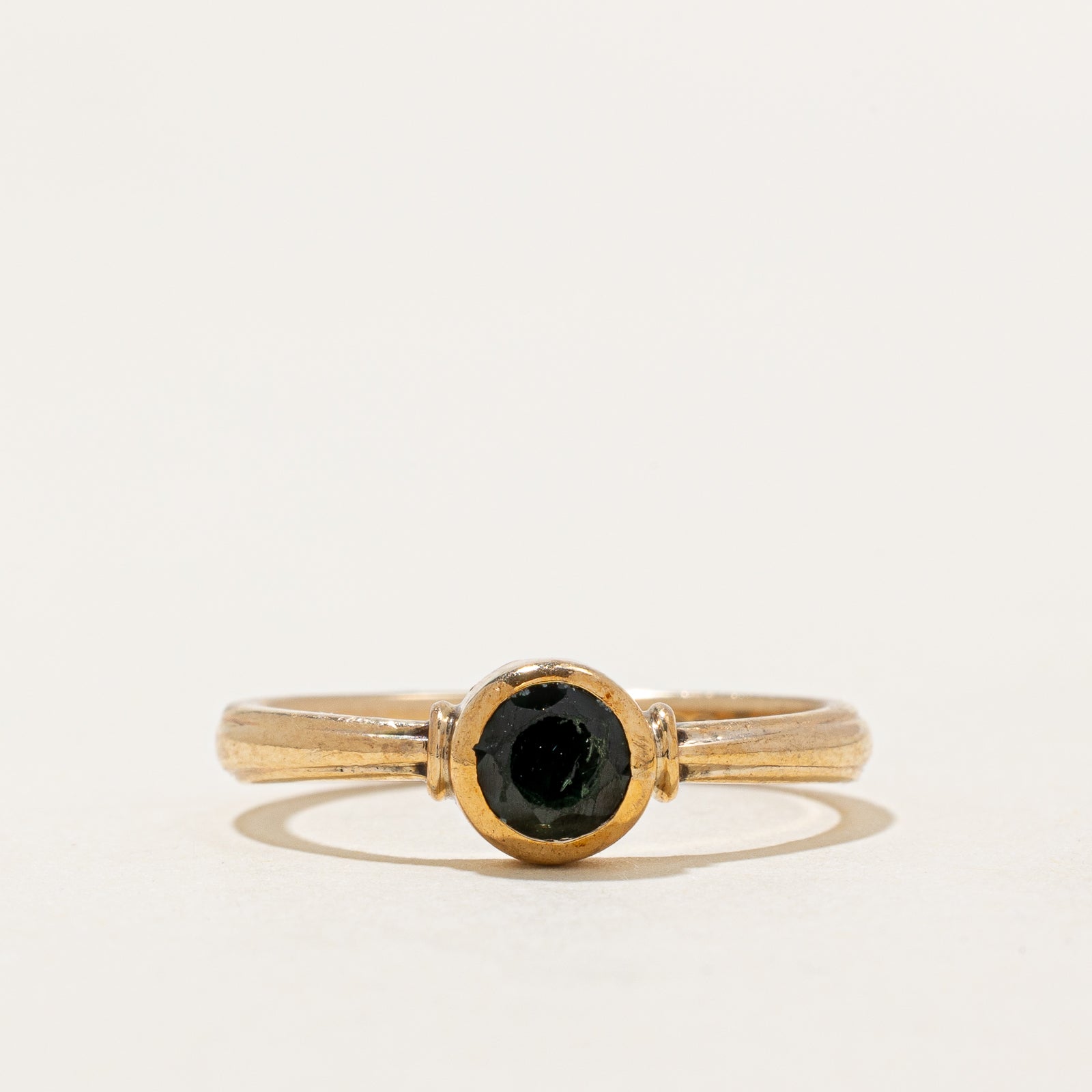 Bezel Set Green Sapphire Ring | 0.85ct | SZ 7.75