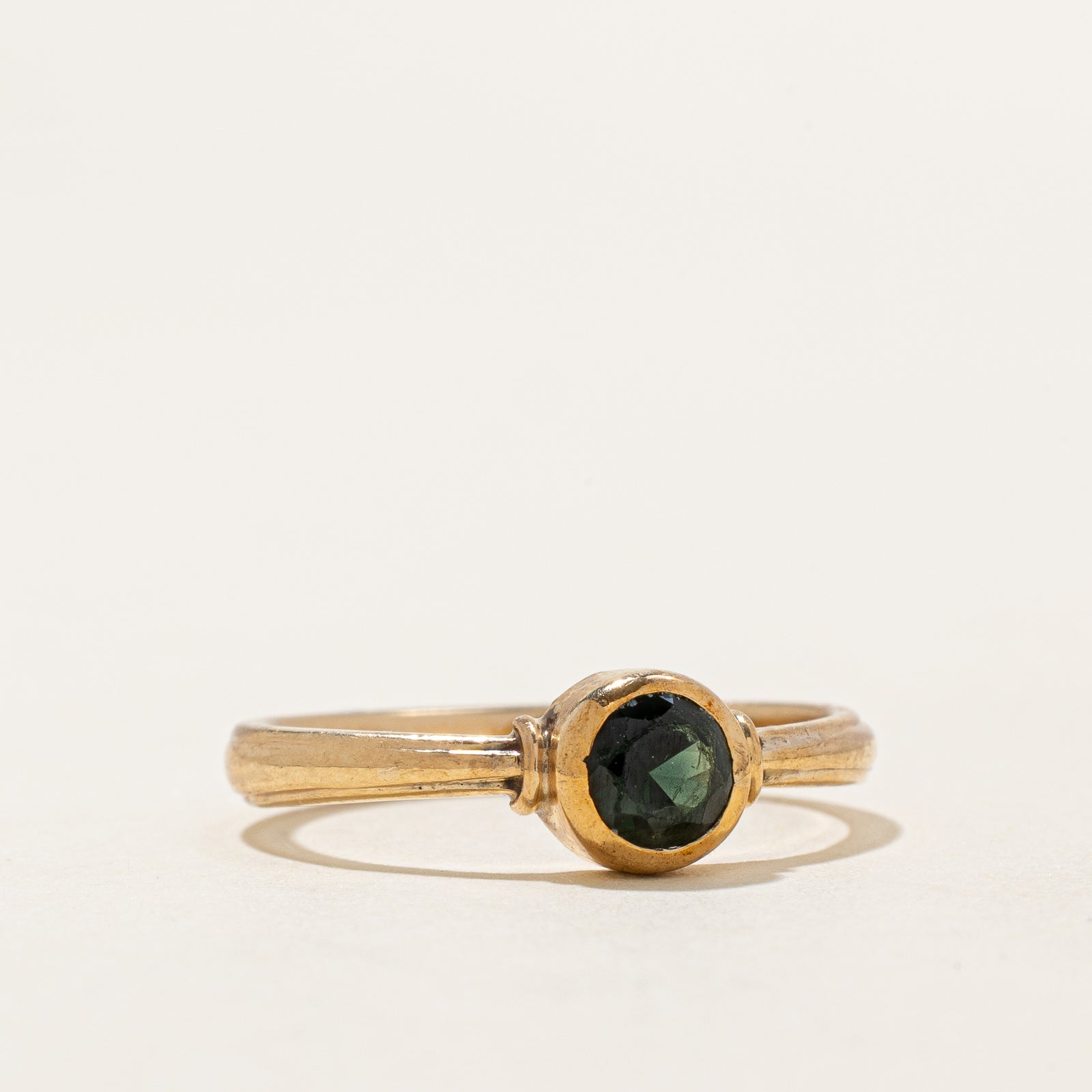 Bezel Set Green Sapphire Ring | 0.85ct | SZ 7.75