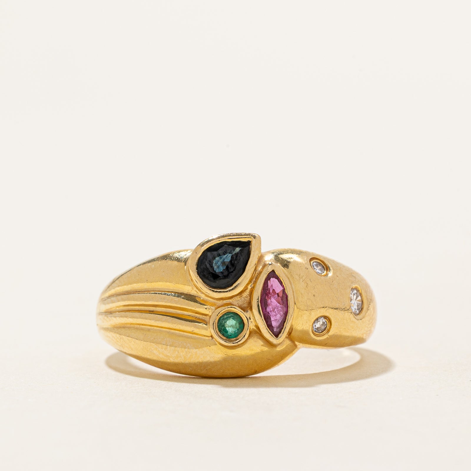 Multi Gemstone & Diamond Abstract Ring | 0.50ctw, 0.06ctw | SZ 10.25