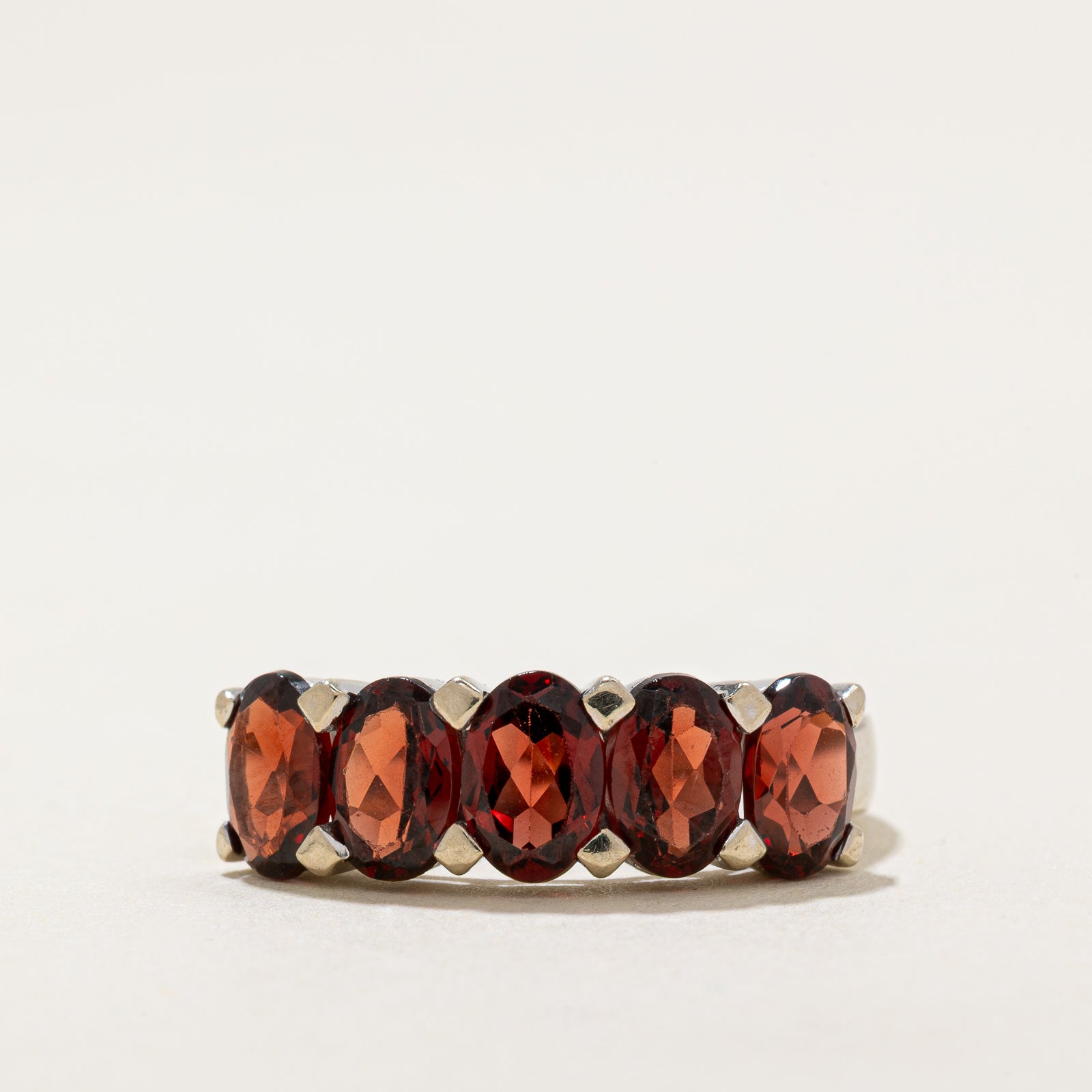 Five Stone Oval Cut Garnet Ring | 2.50ctw | SZ 6.25