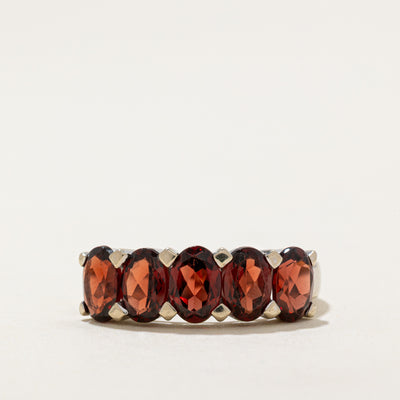 Five Stone Oval Cut Garnet Ring | 2.50ctw | SZ 6.25