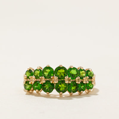 Double Row Chrome Diopside Ring | 1.33ctw | SZ 8
