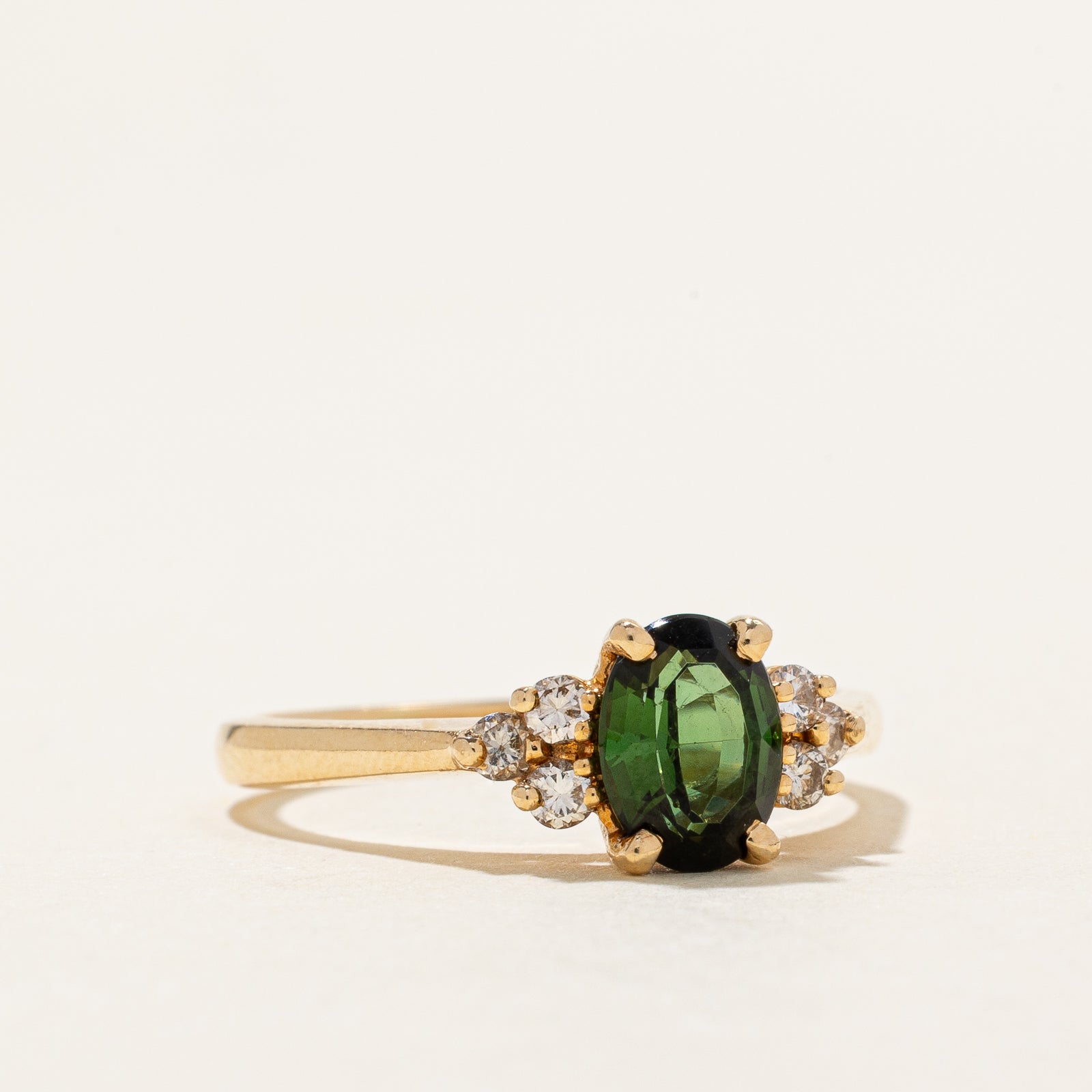 Green Tourmaline & Diamond Ring | 1.16ct, 0.18ctw | SZ 8.5