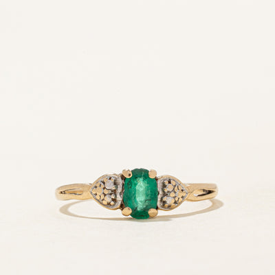 Oval Cut Emerald Heart Ring | 0.35ct | SZ 6.75