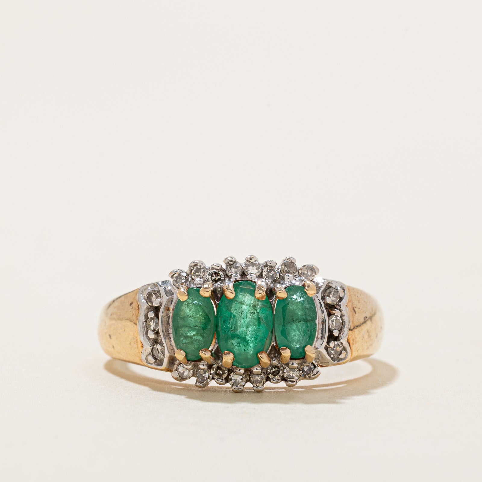 Emerald & Diamond Ring | 0.75ctw, 0.12ctw | SZ 8